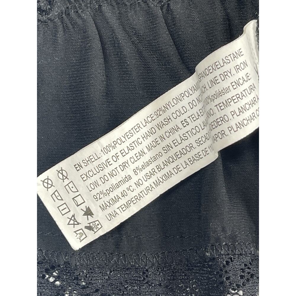 Dark Academia Coquette Black Lace Peplum Top Deep V Gothic Cottagecore Blouse S - Picture 10 of 15